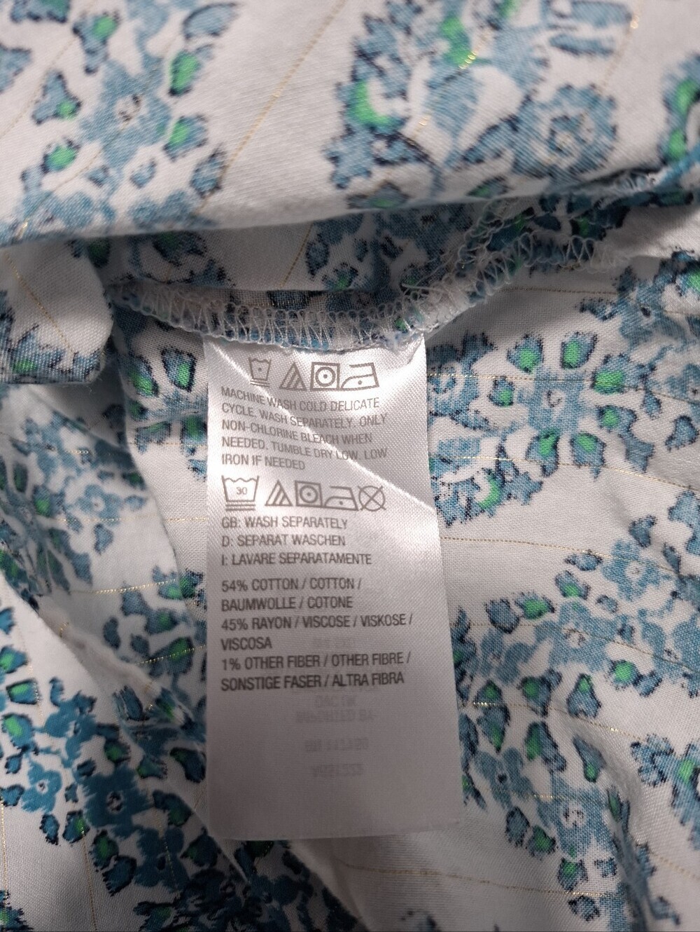 Belle by Kim Gravel Floral Ikat Blouson Tunic Sleeve Lightweight Blouse 3X Boho - Picture 12 of 12